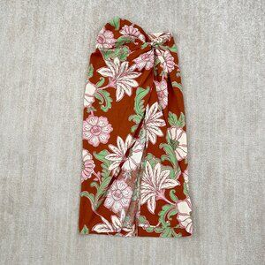 Mango Floral Summer Boho Twist Front Midi Skirt XXS